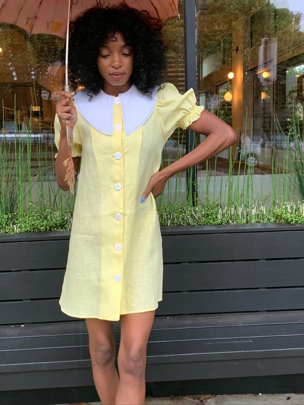 Sleeper Marie dress in lemon yellow, small
